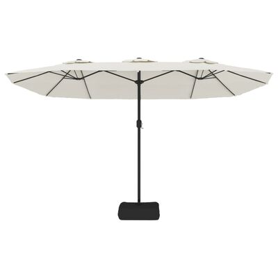 vidaXL Podwójny parasol ogrodowy z LED, piaskowy, 449x245 cm