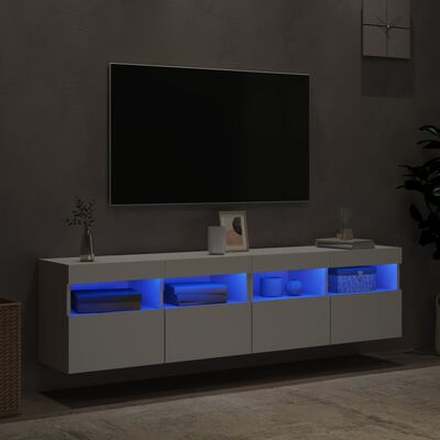 vidaXL Ścienne szafki TV z LED, 2 szt., białe, 80x30x40 cm