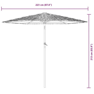 vidaXL Parasol ogrodowy z LED, stalowy słupek, brązowy, 223x223x213 cm