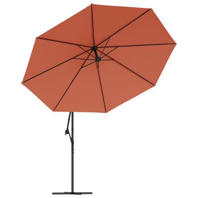 vidaXL Parasol wiszący z aluminiowym słupkiem, 350 cm, terakotowy