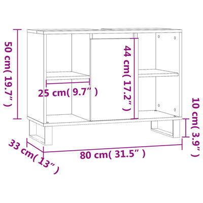 vidaXL Szafka łazienkowa, szary dąb sonoma, 80x33x60 cm