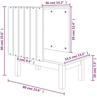 vidaXL Domek dla kota, biały, 60x36x60 cm, lite drewno sosnowe