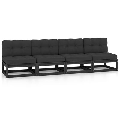 vidaXL 4-osobowa sofa ogrodowa z poduszkami, lite drewno sosnowe