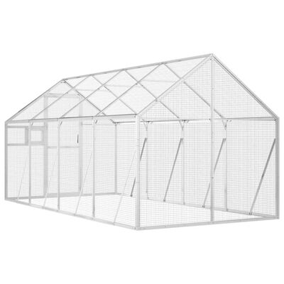 vidaXL Woliera, srebrna, 1,79x4x1,85 m, aluminium