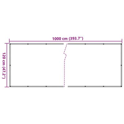 vidaXL Osłona balkonowa, wzór roślin, zielona, 1000x120 cm, PVC