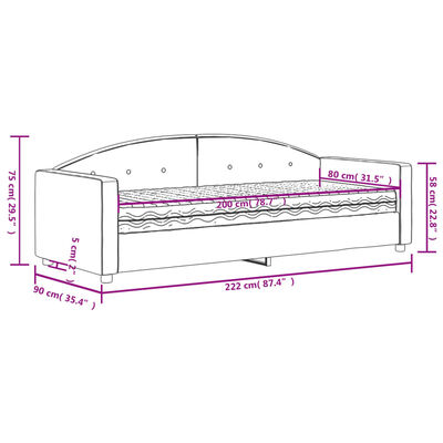 vidaXL Sofa z materacem do spania, żółta, 80x200 cm, aksamit