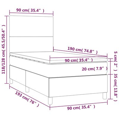 vidaXL Łóżko kontynentalne z materacem i LED czarna ekoskóra 90x190 cm