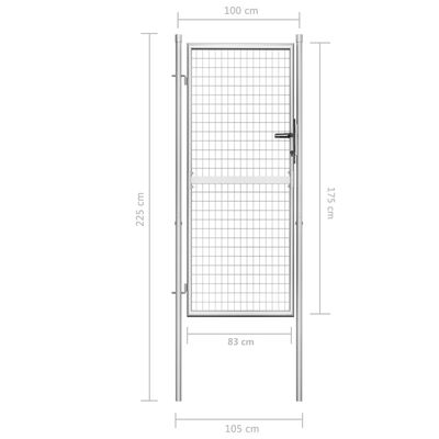 vidaXL Furtka ogrodowa, galwanizowana stal, 105x225 cm, srebrna