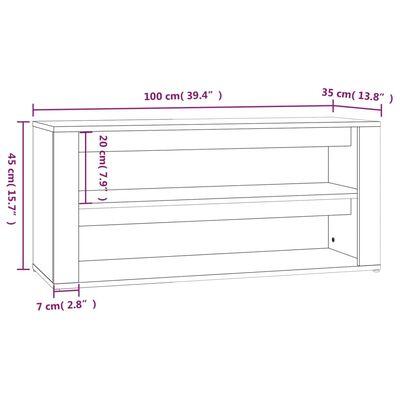 vidaXL Półka na buty, czarna, 100x35x45 cm, materiał drewnopochodny