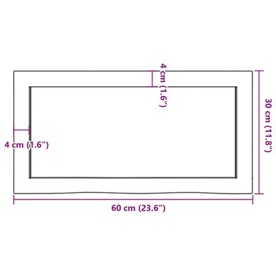 vidaXL Półka, ciemnobrązowa, 60x30x(2-6) cm, wykończone drewno dębowe