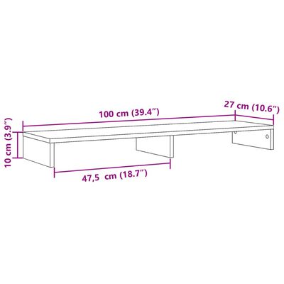 vidaXL Podstawka pod monitor, biała, 100x27x10 cm