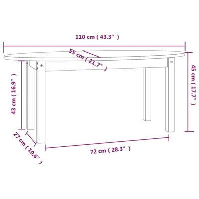 vidaXL Stolik kawowy, czarny, 110x55x45 cm, lite drewno sosnowe