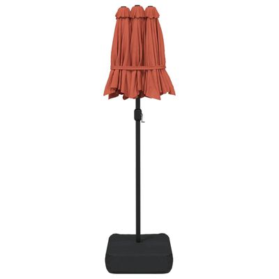 vidaXL Podwójny parasol ogrodowy z LED, terakota, 316x240 cm