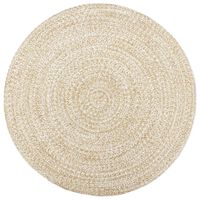 vidaXL Ręcznie wykonany dywanik, juta, biało-brązowy, 180 cm