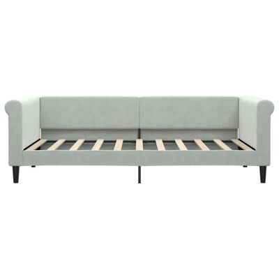 vidaXL Sofa z materacem do spania, jasnoszara, 90x190 cm, aksamit