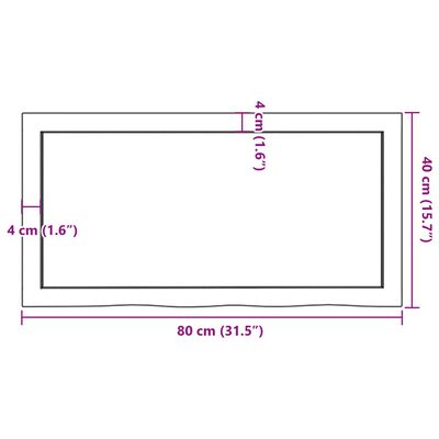 vidaXL Blat stołu, 80x40x(2-6) cm, surowe lite drewno dębowe