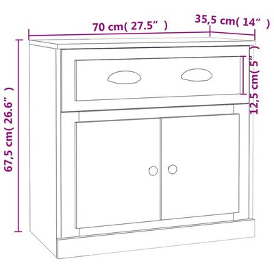 vidaXL Szafka, biała, 70x35,5x67,5 cm, materiał drewnopochodny