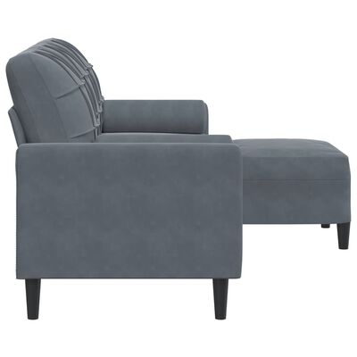 vidaXL 3-osobowa sofa z podnóżkiem, ciemnoszary, 180 cm, aksamit