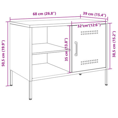 vidaXL Szafka pod telewizor, antracytowa, 68x39x50,5 cm, stalowa