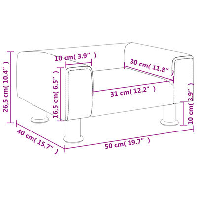 vidaXL Sofa dla dzieci, jasnoszara, 50x40x26,5 cm, aksamitna