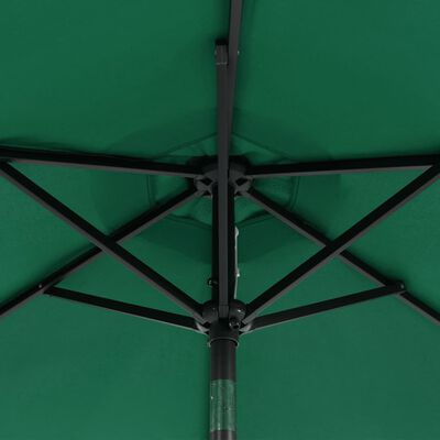 vidaXL Parasol ogrodowy LED, stalowy słupek, zielony, 225x225x212 cm