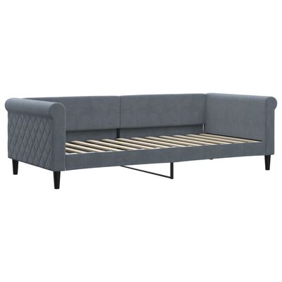 vidaXL Sofa rozsuwana z materacami, ciemnoszara, 90x200 cm, aksamit