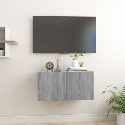 vidaXL Wisząca szafka pod TV, szary dąb sonoma, 60x30x30 cm