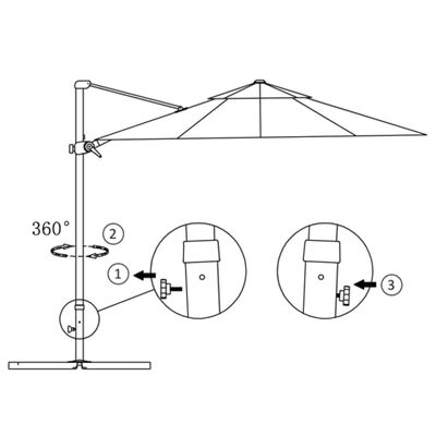 vidaXL Parasol wiszący z aluminiowym słupkiem, 250x250 cm, czarny