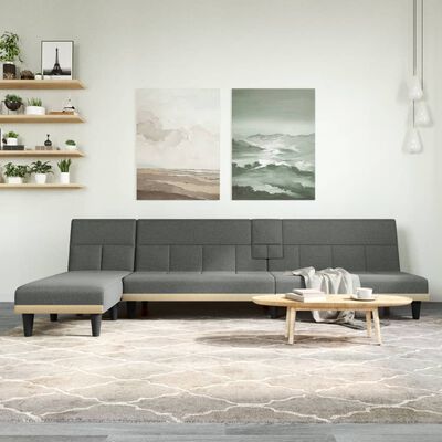 vidaXL Sofa rozkładana L, ciemnoszara, 255x140x70 cm, tkanina