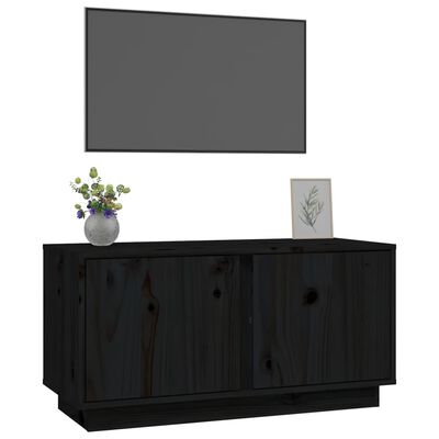 vidaXL Szafka pod TV, czarna, 80x35x40,5 cm, lite drewno sosnowe