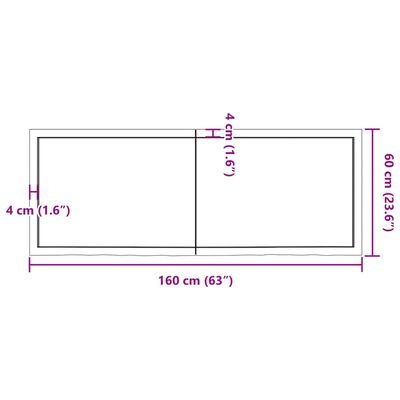 vidaXL Półka, ciemnobrązowa, 160x60x(2-4) cm, wykończone drewno dębowe