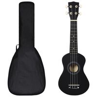 vidaXL Ukulele sopranowe z pokrowcem, dla dzieci, czarne, 21"