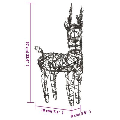 vidaXL Świąteczne renifery z saniami, 240 ciepłych białych LED, rattan
