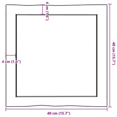 vidaXL Blat stołu, 40x40x(2-6)cm, surowy, lity dąb naturalną krawędzią