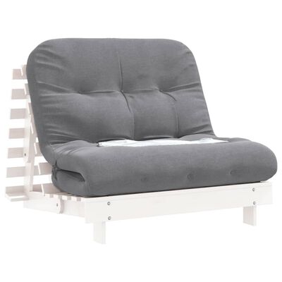 vidaXL Sofa rozkładana typu futon, z materacem, biała, 100x206x11 cm