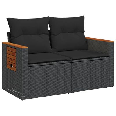 vidaXL Sofa ogrodowa z poduszkami, 2-osobowa, beż, polirattan