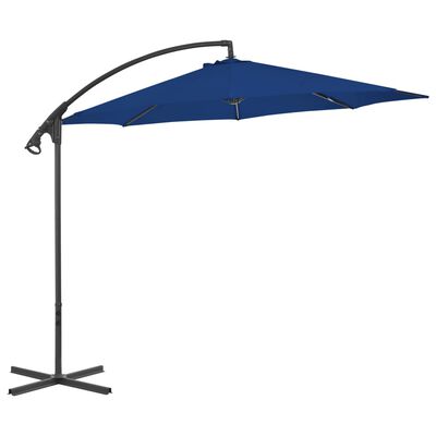 vidaXL Parasol wiszący ze stalowym słupkiem, 300 cm, niebieski