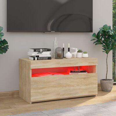 vidaXL Szafka TV z oświetleniem LED, dąb sonoma, 75x35x40 cm