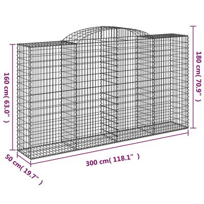 vidaXL Kosze gabionowe, 10 szt, 300x50x160/180cm, galwanizowane żelazo