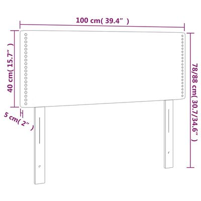 vidaXL Zagłówek do łóżka z LED, czarny, 100x5x78/88 cm, sztuczna skóra