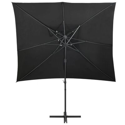 vidaXL Parasol wiszący z podwójną czaszą, 250x250 cm, czarny