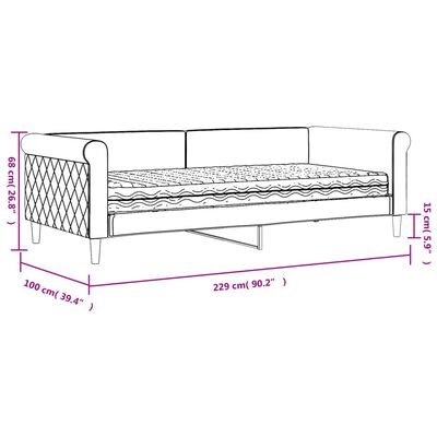 vidaXL Sofa z materacem do spania, ciemnoszara, 90x200 cm, aksamit