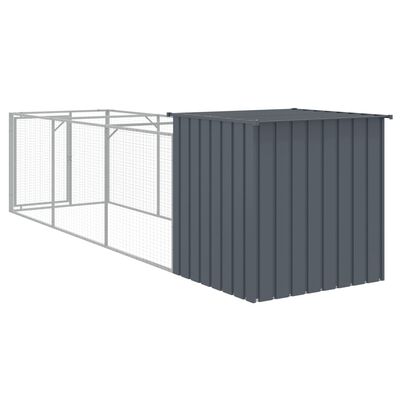 vidaXL Buda dla psa, z wybiegiem, antracytowa, 110x405x110 cm, stal