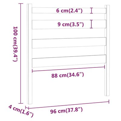 vidaXL Wezgłowie łóżka, czarne, 96x4x100 cm, lite drewno sosnowe