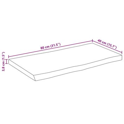 vidaXL Blat stołu, 80x40x3,8 cm, naturalna krawędź, lite drewno mango