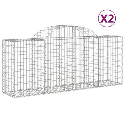 vidaXL Kosze gabionowe, 2 szt, 200x50x80/100 cm, galwanizowane żelazo