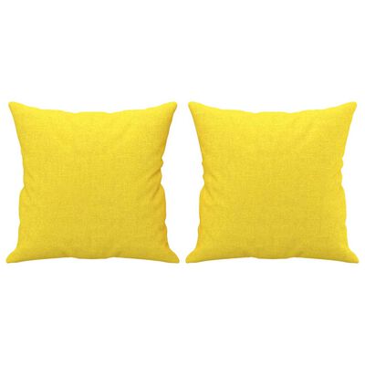 vidaXL 2-osobowa sofa z poduszkami, jasnożółta, 140 cm, tkanina