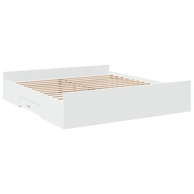vidaXL Rama łóżka z szufladami, biała, 180x200 cm