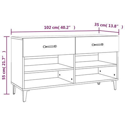 vidaXL Szafka na buty, wysoki połysk, biała, 102x35x55 cm