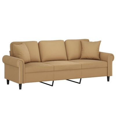 vidaXL 3-osobowa sofa z poduszkami, brązowa, 180 cm, aksamit